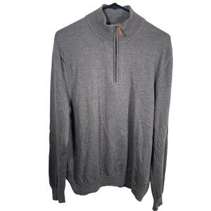 Nordstrom Men's Shop  1/4 Zip Sweater XL Merino Wool Gray Lightweight FLAW